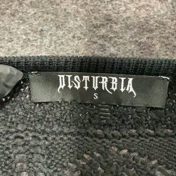 DISTURBIA Hooked pointelle knit black cropped halter top size S - Picture 8 of 9